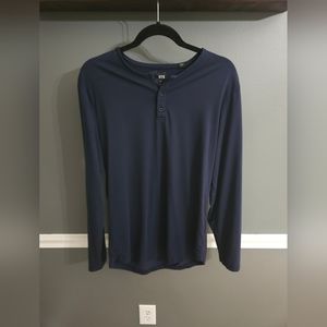 Cuts Clothing AO Henley Curve Hem longsleeve- Navy